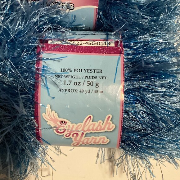 Blue & Taupe Eyelash Yarn + 1 Knit Picker Mending Knitting Crochet Skein - Picture 5 of 5